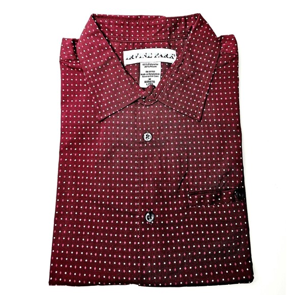 Irvine Park Mens LS Dress Shirt Sz M Burgandy Diamond/Dot Geometric 2017 NEW! - Picture 8 of 8
